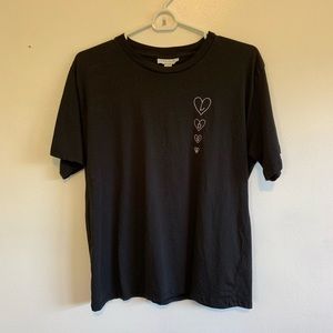 Topshop vertical heart love t-shirt